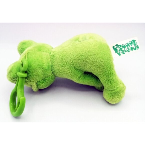 Green Froggy Friends Keychain Toy Soft Frog Plush Blue Eyes Long Lashes - Picture 10 of 15